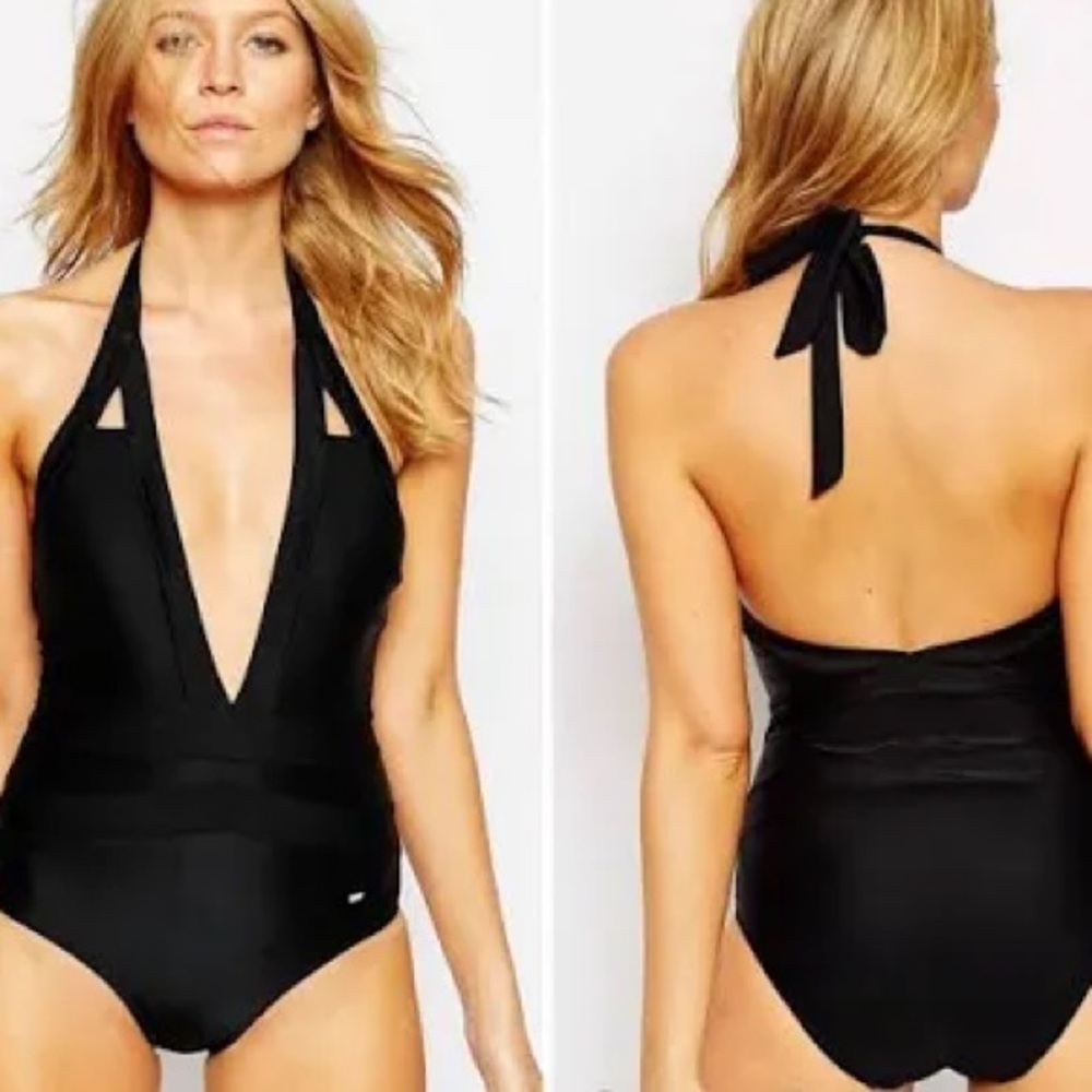 Ted Baker London Swimsuit Size 4 One Piece tie up black swim